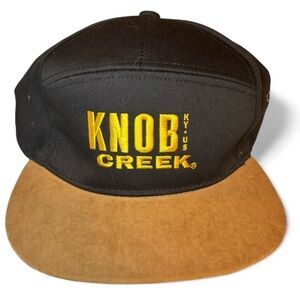 NEW Knob Creek 5 Panel Hat Cotton Faux Suede Adult Adjustable Leather Strap